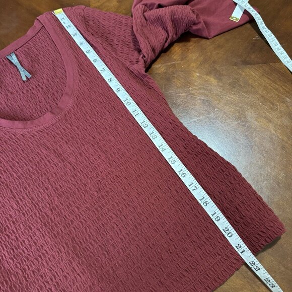 Anthropologie Smocked Bell Sleeve Top Shirt Blouse Wine Red Burgundy Sz Small - Picture 10 of 15